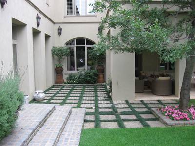 Mondo Grass Planted Between Blocks Is An Easy Way To Soften Hard Surfaces